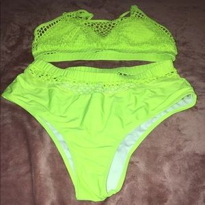Shein 2 piece neon yellow bikini